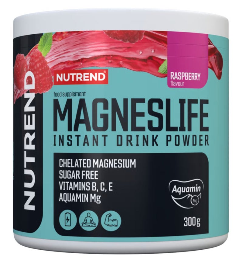 NUTREND Magneslife Instant Drink Powder  - Raspberry - 300g | Chelated Magnesium | Sugar Free - Image 1
